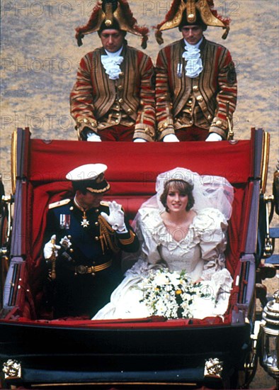 August 31, 2017 marks 20 years since Princess Diana's death. Diana Princess of Wales died from serious injuries in the early hours of August 31st 1997 after a car crash in Paris. Pictured: July 29, 1981 - Princess Diana and Prince Charles Wedding Day. Credit: Globe Photos/ZUMAPRESS.com/Alamy Live News