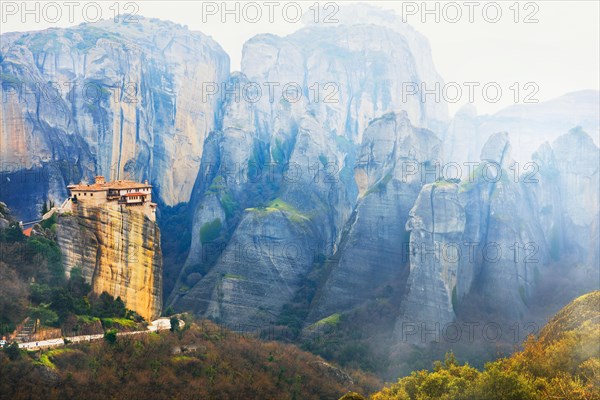 Impressive Meteora monastery over cliffs,Kalambaka,Greece.
