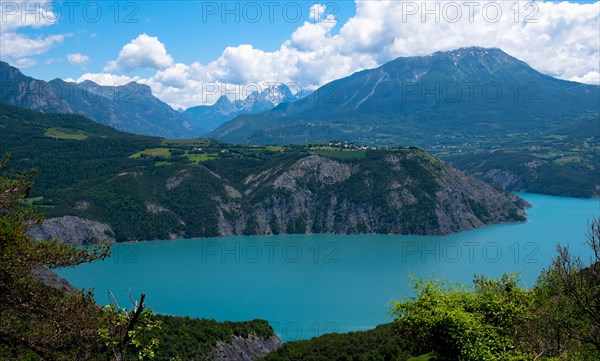 Beautiful lac de Serre Poncon in the French alps in France