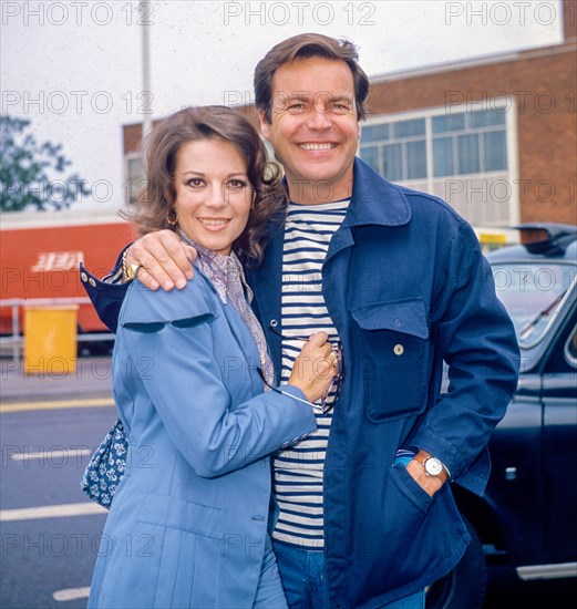 American Actor Robert Wagner and his Natalie Wood leaving Heathrow Airport in May 1976.