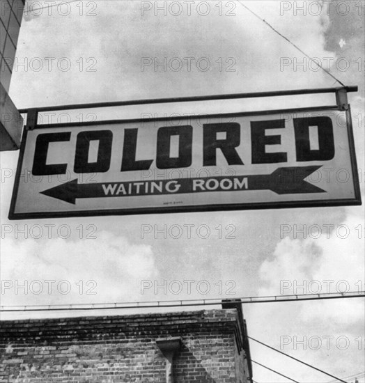 "Colored Waiting Room" sign from segregationist era United States. 1943