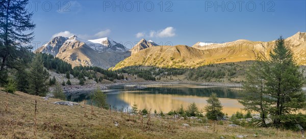 evening view of Allos lake in french alps