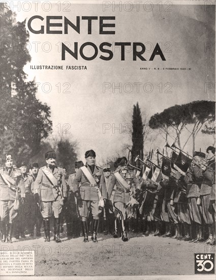 Benito Mussolini, illustration from Italian Fascist newspaper Gente Nostra, Illustrazione fascista, Italy, 1933