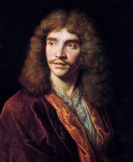 Molière. Portrait of Jean-Baptiste Poquelin (1622-1673) by Nicolas Mignard, oil on canvas, mid 1600s