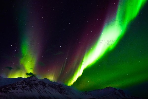 Powerful aurora borealis in the sky