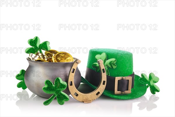 Green st. Patrick day background isolated on white. Holiday greeting card. Saint patrick day.