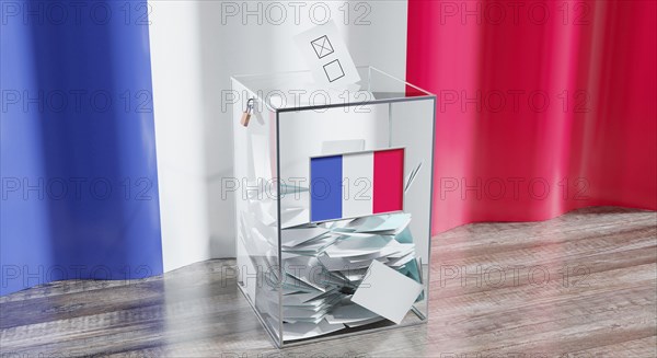 France - ballot box - voting, election concept - 3D illustration