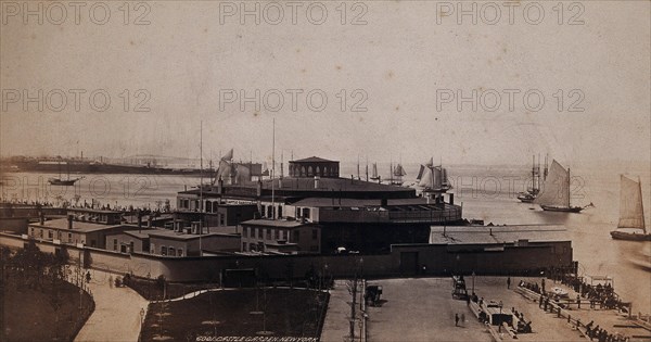 Castle Garden, Ellis Island, New York: the emigrant landing depot and offices. Photograph, ca. 1880.