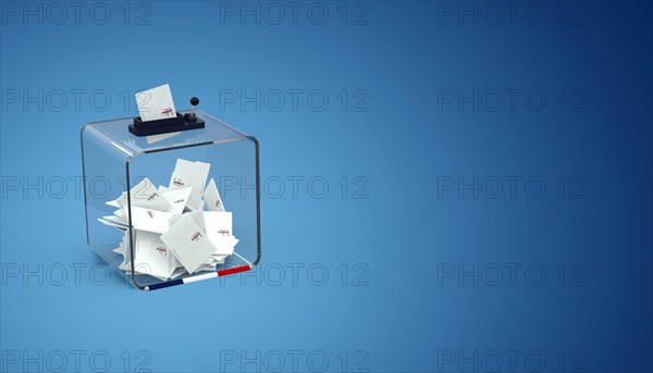 Ballot Box - French Presidential Election on White Background - 3D rendering. Logo RF created by me