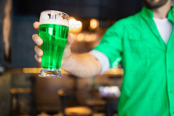 Brightly colored beer for the St. Patrick's Day