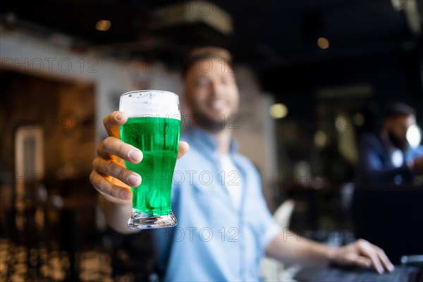 Beer colored green specifically for the St. Patrick's Day