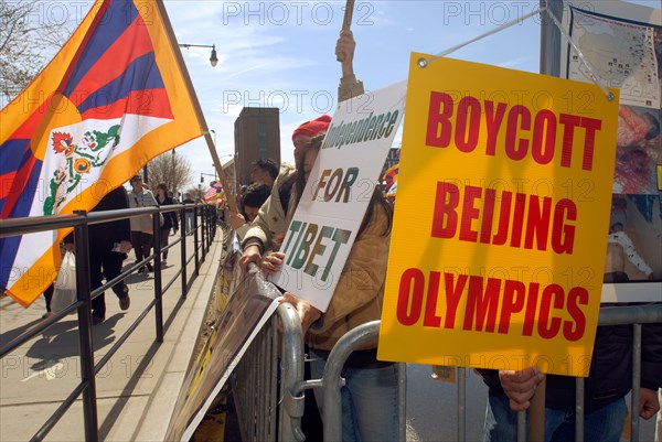 Tibetans express their displeasure with the alleged Chinese occupation of Tibet