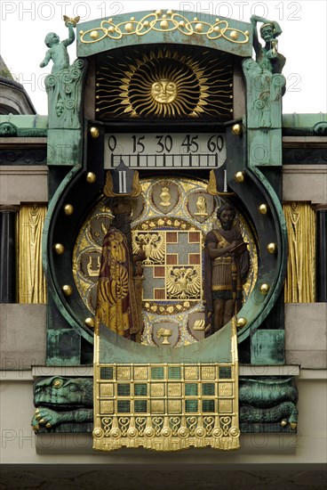 the jugendstil art nouveau ankeruhr anchor clock on the Hoher Markt in Vienna