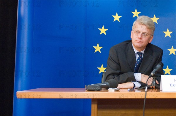 German ambassador Hansjˆrg HABER, Head of European Union Monitoring Mission to Georgia, holds a press briefing  on Friday, 24 October 2008 at European Council headquarters during his first visit to Brussels since the launch of the mission on 1st October  Ref: ZB912_122918_0004  Date: 24.10.2008  COM