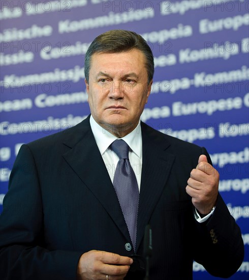 Sept. 13, 2010 - Brussels, BXL, Belgium -  Ukrainian President Viktor Yanukovych  holds a news conference after meeting at the European commission headquarters s in  Brussels, Belgium on 2010-09-13   by Wiktor Dabkowski. (Credit Image: © Wiktor Dabkowski/ZUMApress.com)