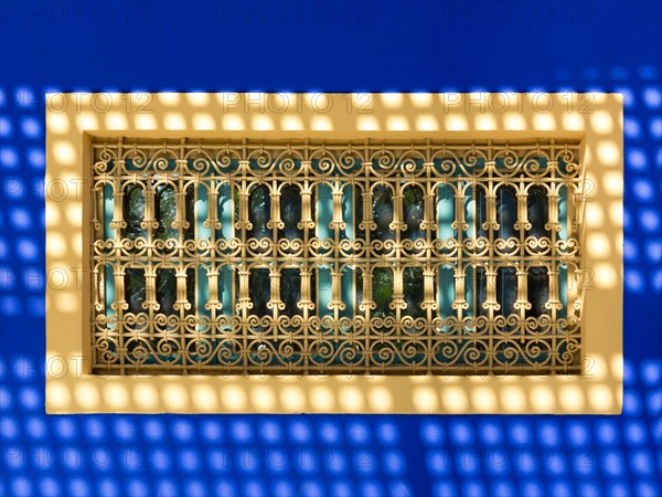 window detail in the Jardin Majorelle , Marrakesh , Morocco , North Africa