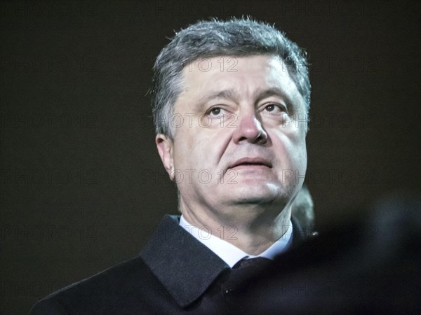 President of Ukraine Petro Poroshenko. 20th Feb, 2015. At the Independence Square in Kiev gathered residents and visitors to participate in activities commemorating the heroes of Heaven in honor of hundreds of citizens who were killed during the Revolution of dignity from November 2013 to February 2014. During the clashes of protesters and security forces in February 2014 in the city center, killing more than 100 people. Altogether during Euromaidan suffered 2, 5 thousand people, 104 of them died. © Igor Golovniov/ZUMA Wire/Alamy Live News