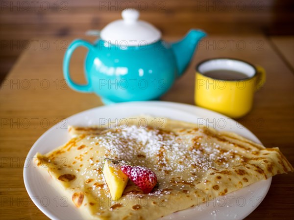 Nutella crepes and peppermint tea from the Drift Sidewalk Café and Vista Lounge in Saskatoon, Saskatchewan, Canada.