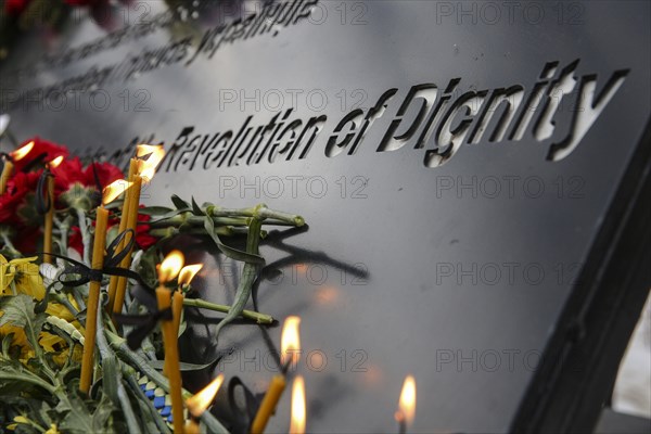 Kyiv, Ukraine. 20th Feb, 2018. Ukraine pays tribute to the victims of the 2013-2014 anti-government protests called the Revolution of Dignity, during commemoration events in central Kyiv, Ukraine, Feb. 20, 2018. Over a hundred protesters, the so-called Heavenly Hundred, were killed during the protests as On 20 February 2014, Internal Affairs Minister Vitaliy Zakharchenko announced that he had signed a decree authorising the use of live ammunition against protesters. Credit: Sergii Kharchenko/ZUMA Wire/Alamy Live News