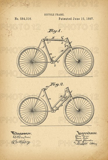 1897 Patent Velocipede Bicycle history 
invention