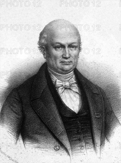 . English: Photograph of lithographic portrait of Étienne Geoffroy Saint-Hilaire (aged about 70). circa 1842. anon., published 19th century (Rosselin, Paris). 133 Geoffroy72