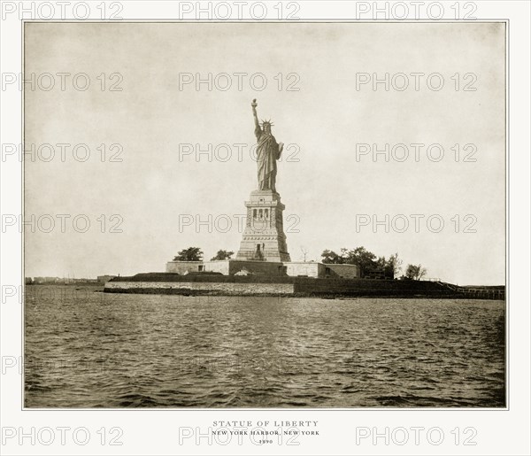 Statue of Liberty, New York Harbor, New York, United States, Antique American Photograph, 1893