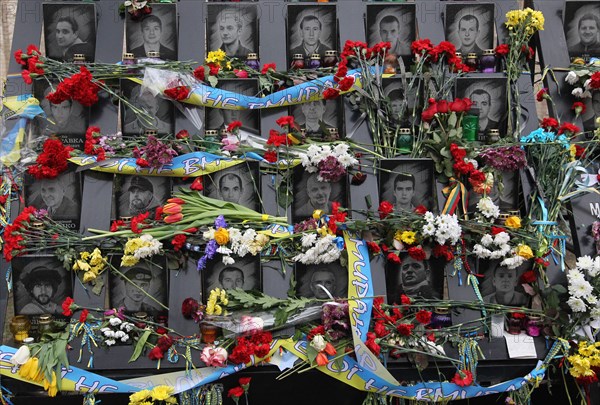 A view of the memorial monument of the Maidan activists who were killed during the 5th anniversary. Euromaidan Revolution or Revolution of Dignity was a wave of demonstrations and civil unrest in Ukraine, which began on the night of 21 November 2013 with public protests at the Independence Square in Kiev, demanding European integration. The protests led to the 2014 Ukrainian revolution and the ouster of President Viktor Yanukovych.