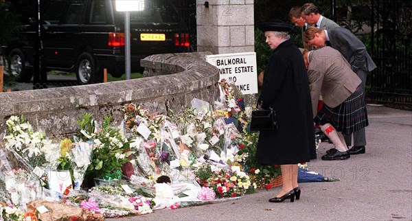 The Royal Family at Balmoral to inspect floral tributes for Diana, Princess of Wales.Â©Doug Peters/allactiondigital.com