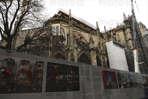 Paris, France. 17th Feb, 2021. NE DAME DE PARIS CATHEDRAL.2 years after the fire of April 16, 2019 to the day, the progress of the restoration work on the cathedral has not been slowed down by the COVID 19 health crisis, despite two lockouts and a curfew at 18 hours. Credit: Pierre Stevenin/ZUMA Wire/Alamy Live News