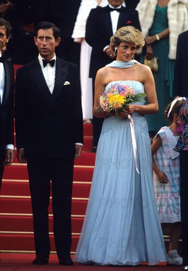 Diana, princess of Wales and Prince Charles, Prince of Wales at the Cannes Film Festival in May 1987.