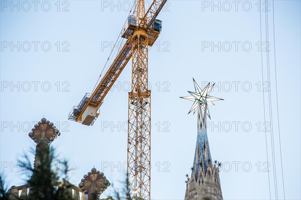 A new star of the Sagrada Familia is seen at the tower of the Virgin Mary.The new star of La Sagrada Familia at the tower of the Virgin Mary will become the second highest column of the Sagrada Familia, after that of Jesus Christ, who must still stand. The new star will be illuminated on the 8th of December, coinciding with the day of the Inmaculada.