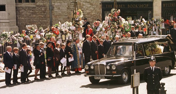 Princess Diana Funeral 6 September 1997 Members of the Spencer family along with Prince Charles Prince William and Harry