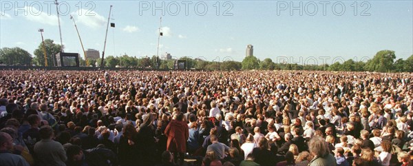 Princess Diana Funeral 6 September 1997 The crowds at Hyde Park in London where people gathered to watch Princess Diana funeral