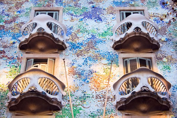 Barcelona, Spain. La Casa de Battlo by Antoni Gaudi.