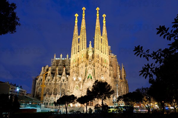 Spain, Catalonia, Barcelona, Sagrada Familia by Architect Antonio Gaudi listed as World Heritage by UNESCO