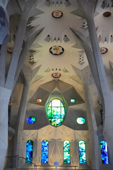 Spain, Catalonia, Barcelona, Sagrada Familia, basilica, interior,