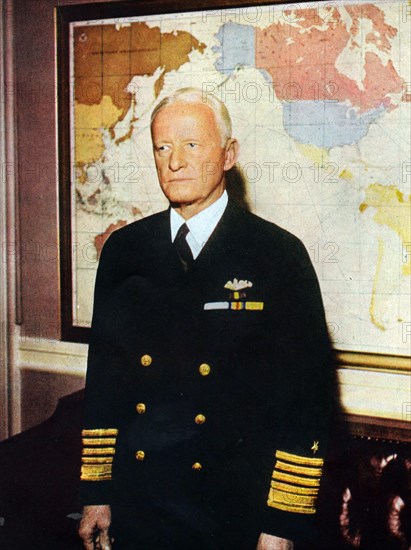 Admiral Chester William Nimitz, Commander in Chief, U.S. Pacific Fleet.  Successor to Admiral Kimmel after the Japanese attack on Pearl Harbor on December 8, 1941. (Colour)