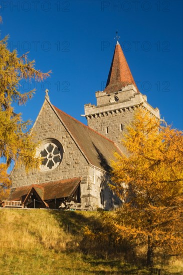 Crathie Kirk in autumn, near Balmoral, Deeside, Aberdeenshire, Scotland.
