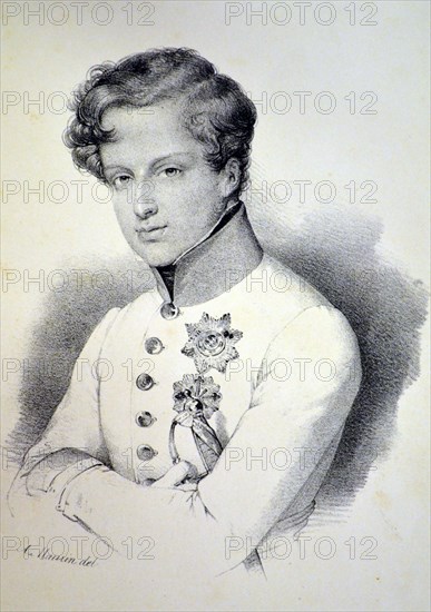Napoleon II, Duke of Reichstadt, also known as the King of Rome (1811-1832), son of Napoleon I and Marie Louise of Austria, Lithograph, Paris, c1840.