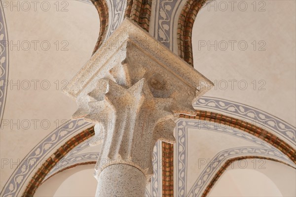 Astorga, Spain: Detail of a granite capital at El Museo de los Caminos in the Episcopal Palace of Astorga.