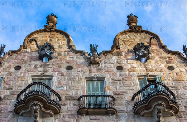 Detail of Casa Calvet by Antoni Gaudí, Barcelona, Catalonia Spain