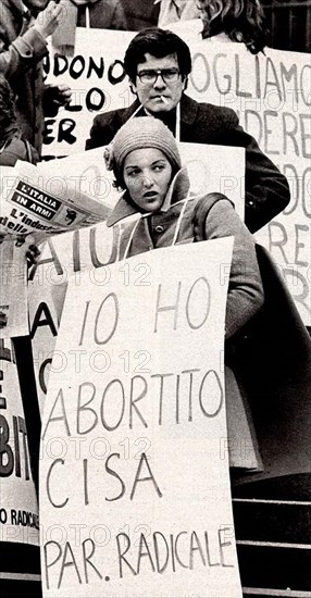 Demonstration for abortion rights in Milan, 1975