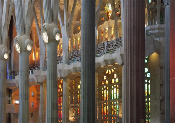 inside the gaudi designed sagrada familia basillica barcelona spain