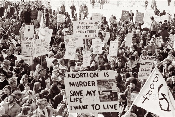 "Right to Life" demonstration at The White House and The Capitol in Washington, D.C. on January 23, 1978, marking five years since the Supreme Court's 1973 Roe vs. Wade decision allowing for the murder of unborn babies by abortion.