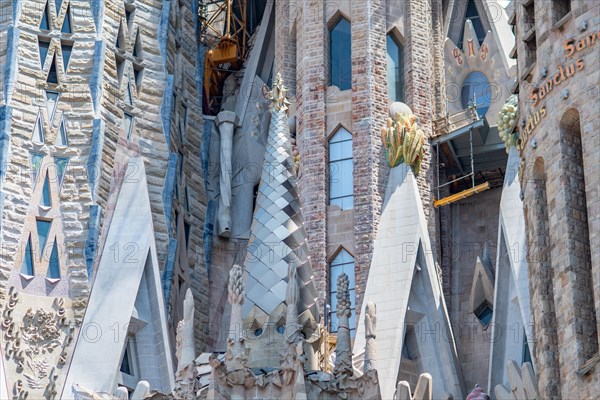 Pillars and Geometric Walls, Temple Expiatori de la Sagrada Família, Barcelona, Spain