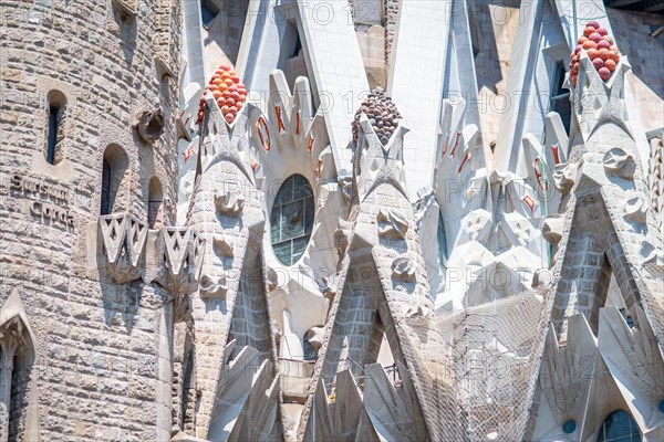 Geometric Stone Carved Walls, Temple Expiatori de la Sagrada Família, Barcelona, Spain
