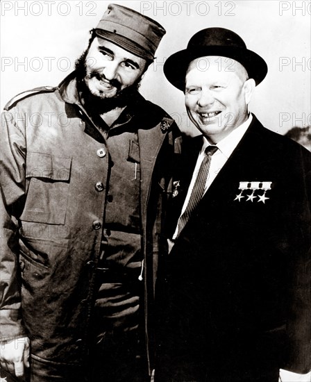 Cuban revolutionary leader FIDEL CASTRO and Soviet Union leader Nikita Sergeyevich Khrushchev .