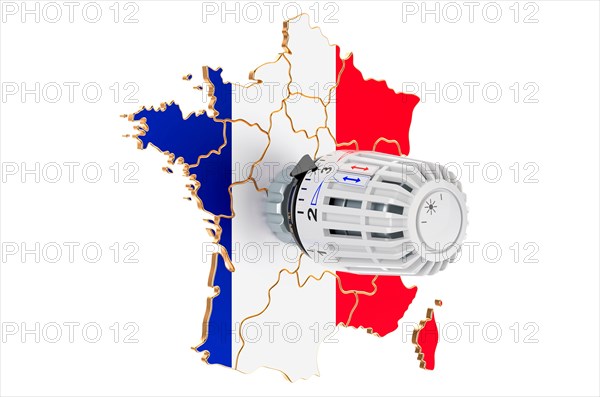 Saving heating consumption in France, 3D rendering isolated on white background