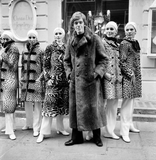 Christian Dior today showed in London a collection of furs for the Winter 69-70 from Paris. The girls who showed the furs, came