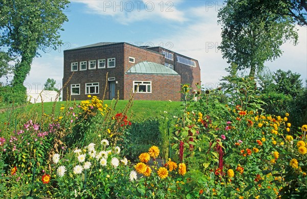 flower garden in front of Emil Nolde House, Seebuell, North Sea Coast, Schleswig-Holstein, Germany